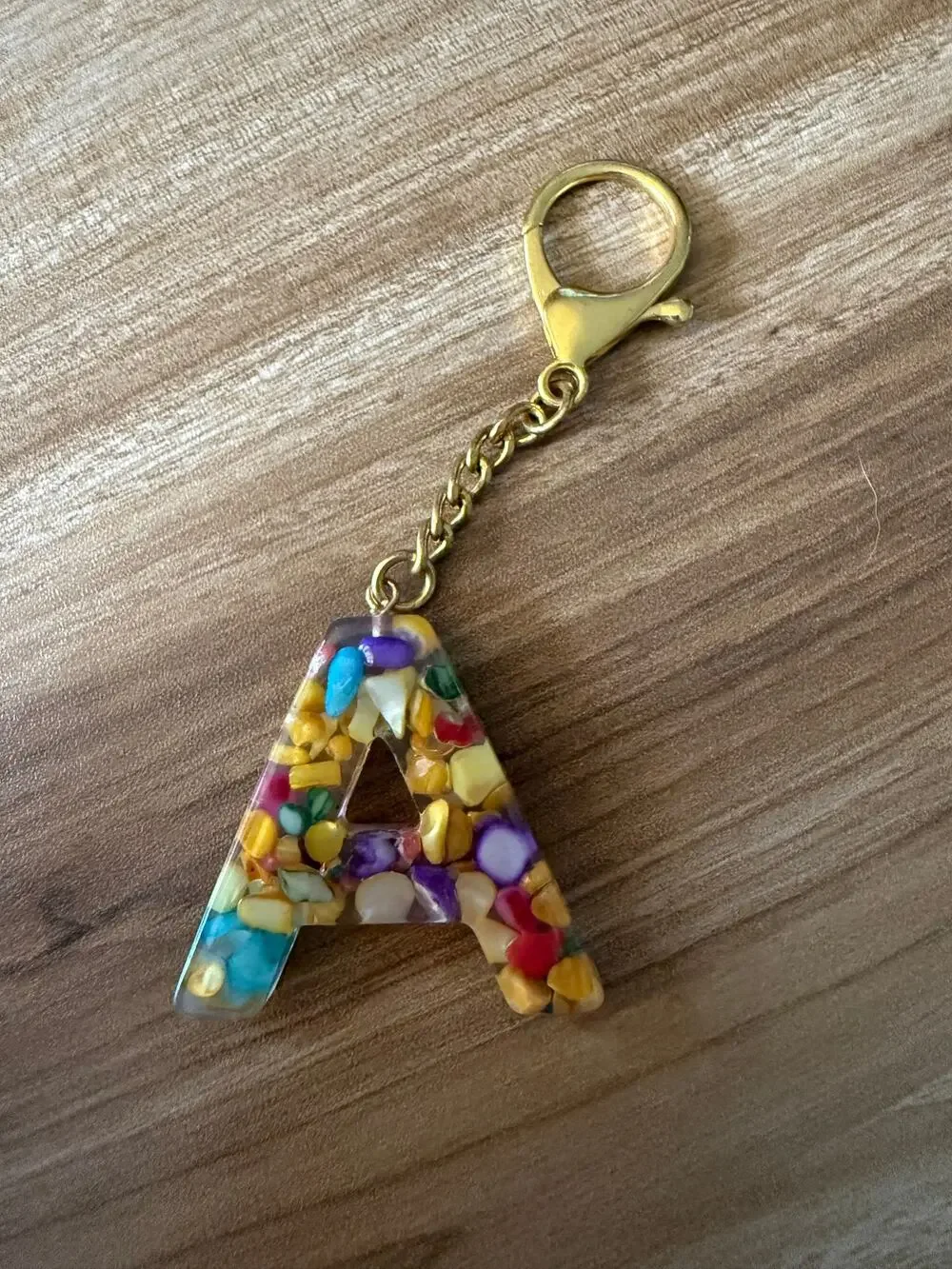 Acrylic “A” with Speckled Gem Keychains